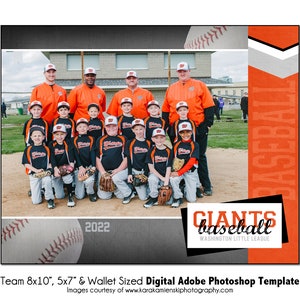 BÉISBOL T007 / 8x10, 5x7, Plantilla digital de Photoshop para billetera / Plantilla de Photoshop para deportes para equipos e individuos / Solo archivo digital