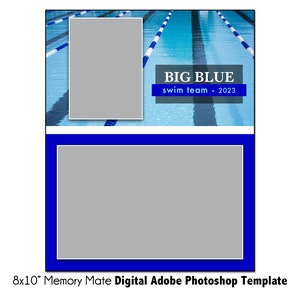 SWIM MM001 | 8x10 Adobe Photoshop Memory Mate Digital Template | Sports Photoshop Template for Team & Individual | Digital File Only