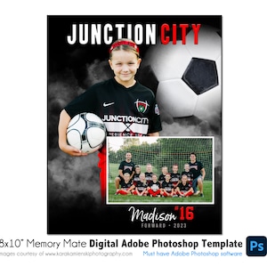 FUTEBOL MM016 | Modelo digital 8x10 Adobe Photoshop Memory Mate | Modelo de esportes do Photoshop para equipes e indivíduos | Somente arquivo digital