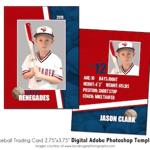 BASEBALL TradingCard 017 | 2.75x3.75 Adobe Photoshop Trader Card Digital Template | Sports PSD Adobe Photoshop Template | Digital File Only