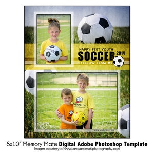 SOCCER MM002 | 8x10 Adobe Photoshop Memory Mate Digital Template | Sports Photoshop Template for Teams & Individuals | Digital File Only