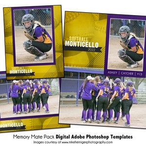 SOFTBALL PACK E | Adobe Photoshop Memory Mate Digital Template | Sports Photoshop Template for Teams & Individuals | Digital File Only