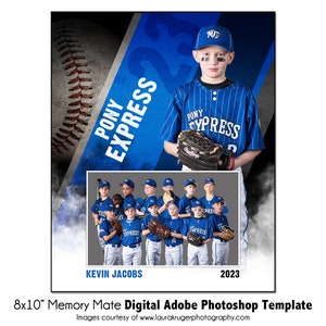 BASEBALL MM033 / 8x10 Adobe Photoshop Memory Mate modello digitale / Modello Photoshop sportivo per squadre e individui / Solo file digitale