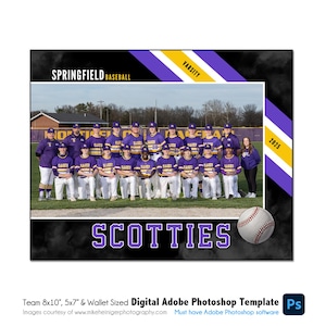 BÉISBOL T038 / 8x10, 5x7, Plantilla digital de Adobe Photoshop para billetera / Plantilla deportiva de Photoshop para equipos e individuos / Solo archivo digital