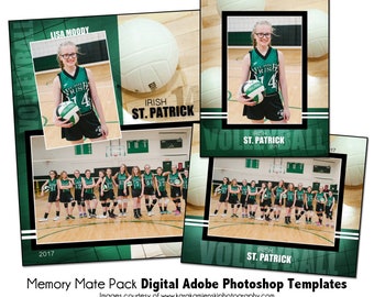 VOLLEYBALL PACK H | Adobe Photoshop Memory Mate Digital Template | Sports Photoshop Template for Teams & Individuals | Digital File Only