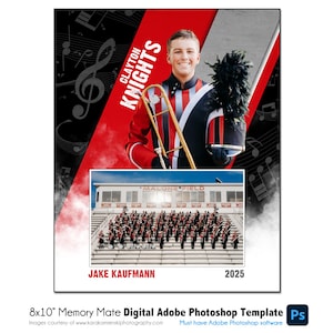 BAND MM001 | 8x10 Adobe Photoshop Memory Mate Digitale Vorlage | Sport Photoshop Vorlage für Teams & Einzelne | Nur digitale Datei