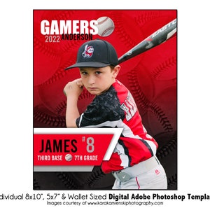 BÉISBOL Ind014 / 8x10, 5x7, Plantilla digital de Adobe Photoshop para billetera / Plantilla de Photoshop deportiva para equipos e individuos / Solo archivo digital