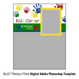 PRESCHOOL MM010 | 8x10 Adobe Photoshop Memory Mate Digital Template | Elementary School Photoshop Template | Digital File Only