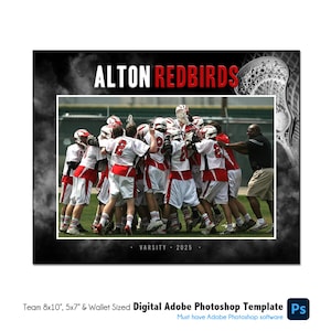 LACROSSE T003 | 8x10, 5x7, Brieftasche Adobe Photoshop Digitale Vorlage | Sport Photoshop Vorlage für Teams & Einzelne | Nur digitale Datei