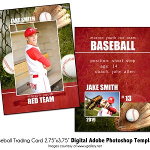 BASEBALL TradingCard 003 / 2.75x3.75 Adobe Photoshop Trader Card modello digitale / Sport PSD modello Adobe Photoshop / Solo file digitale