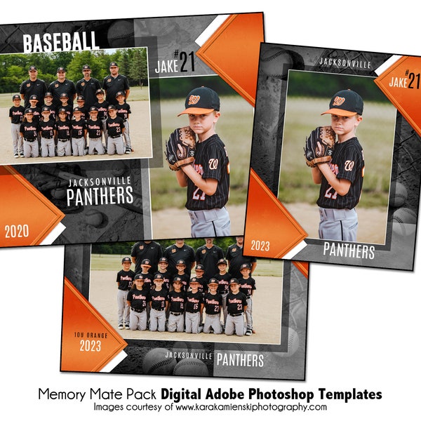 PACK DE BASEBALL X | Modèle numérique Adobe Photoshop Memory Mate | Modèle Sports Photoshop pour les équipes et les individus | Fichier numérique uniquement