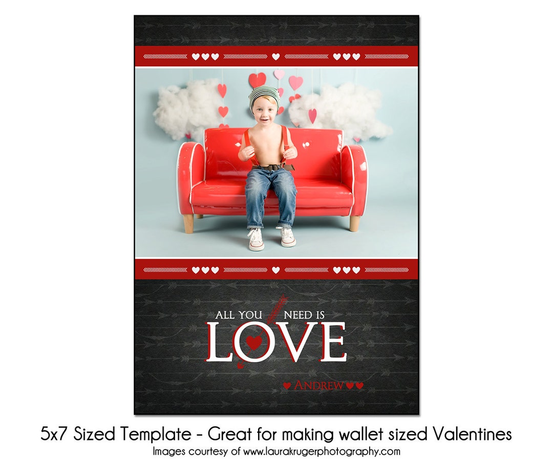 Valentine Card Template 5x7 Valentines Day Template ARROW LOVE Digital ...