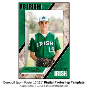 Baseball Poster 7 | 12&quot;x18&quot;Sports Digital Photoshop Template | Youth Sports Poster PSD Photoshop Template - Digital File Only
