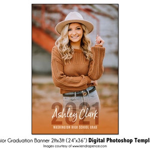 Senior Graduation Banner 13 | 2ftx3ft(24"x36") Grad Digital Photoshop Template | Vinyl Grad Banner PSD Photoshop Template -Digital File Only