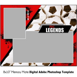 サッカー MM008_H | 8x10 Adobe Photoshop Memory Mate デジタル テンプレート | チームおよび個人向けスポーツ Photoshop テンプレート | デジタル ファイルのみ