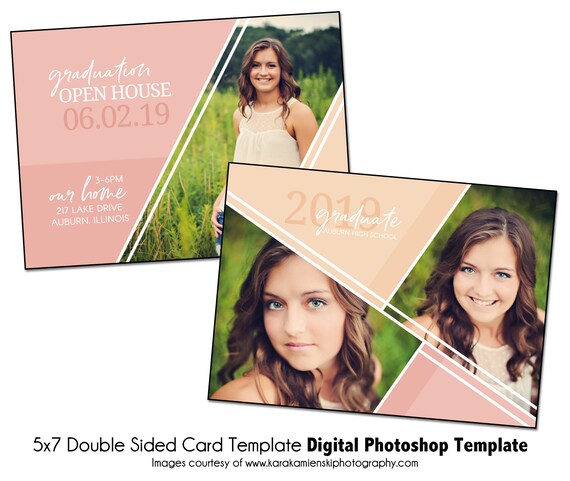 5x7 Double Sided Senior Graduation Card Template - Photoshop Template for  Photographers - Senior_0003_5x7 - Instant Download