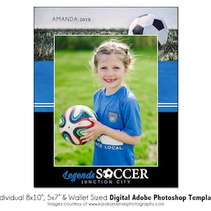 CALCIO Ind009 / 8x10, 5x7, modello digitale Adobe Photoshop Wallet / modello Photoshop sportivo per squadre e individui / solo file digitale
