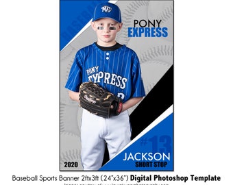 Baseball Banner Template 002: 2ft x 3ft (24x36”)Photoshop PSD, Customizable (Digital File Only)