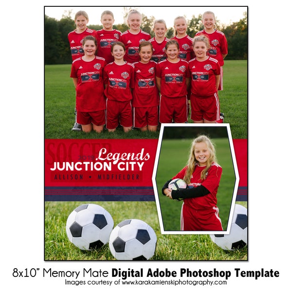 SOCCER MM007 | 8x10 Adobe Photoshop Memory Mate Digital Template | Sports Photoshop Template for Teams & Individuals | Digital File Only