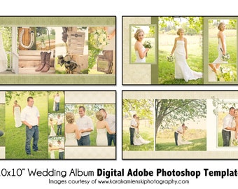 COUNTRY CHARM | 10x10 Digital Adobe Photoshop Album Template | Digital Wedding Photo Album Design | Digital File Only