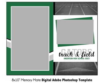 Track & Field Memory Mate Photo Template 003: 8x10” Photoshop PSD, Customizable (Digital File Only)