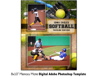 BALLE SOFT MM001 | Modèle numérique Adobe Photoshop Memory Mate 8 x 10 | Modèle Sports Photoshop pour les équipes et les individus | Fichier numérique uniquement