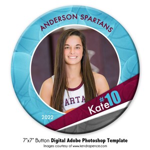 Pulsante BASKETBALL 019 / 7x7 Adobe Photoshop Digital Photo Button Template / Modello Photoshop per pulsante sportivo - Solo file digitale