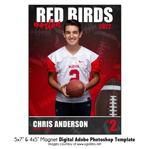 AIMANT DE FOOTBALL 017 |  Modèle numérique Adobe Photoshop 5 x 7" et 4 x 5" | de Photoshop pour aimants de sport | Fichier numérique uniquement