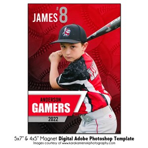BASEBALL MAGNET 014 / 5x7" e 4x5" Adobe Photoshop Digital Template / Modello Photoshop per magnete sportivo / Solo file digitale