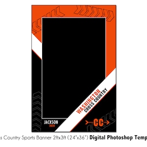CROSS COUNTRY Banner  1- 24x36&quot; Digital Photoshop Template - Sports Banner PSD Photoshop Template - Digital File Only