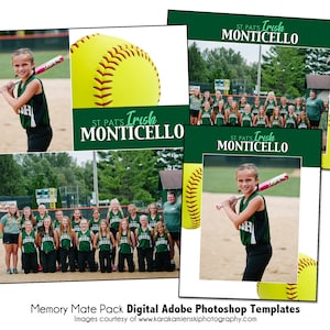 SOFTBALL PACK G | Adobe Photoshop Memory Mate Digital Template | Sports Photoshop Template for Teams & Individuals | Digital File Only