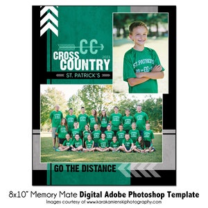 CROSS COUNTRY MM001 | 8x10 Adobe Photoshop Memory Mate Digital Template | Sports Photoshop Template para Equipe e Individual | Somente arquivo digital
