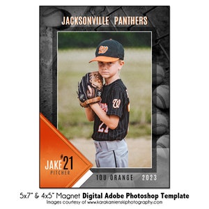 BASEBALL-MAGNET 024 |  5x7 "und 4x5" Adobe Photoshop Digitale Vorlage | Sport Photoshop Magnet Vorlage | Nur digitale Datei