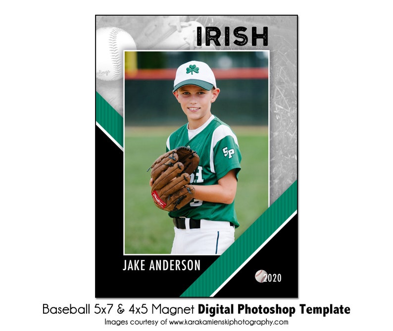 Digital File Only BASEBALL MAGNET 2-5x7 /& 4x5 Digital Photoshop Template Sports Photo PSD Photoshop Template