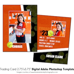 SOFTBALL TradingCard 019 / 2.75x3.75 Adobe Photoshop Trader Card modello digitale / Sport PSD modello Adobe Photoshop / Solo file digitale