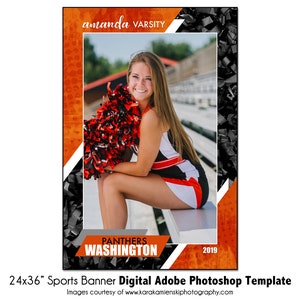 CHEERLEADING BANNER 013 | 24x36 Adobe Photoshop Digital Template | Sports Photoshop Template for Banners | Digital File Only