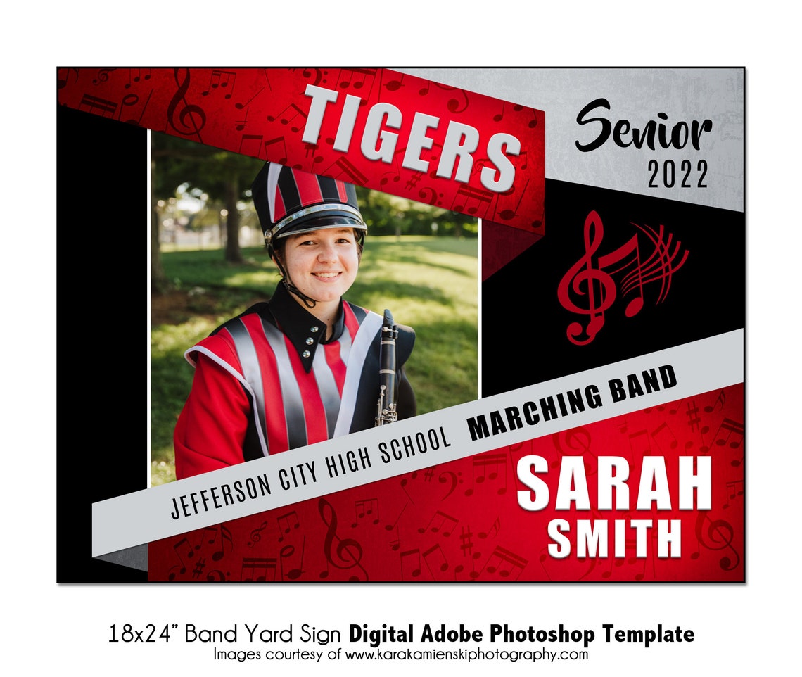 Marching Band Yard Sign Template 002: 18x24” Photoshop PSD ...
