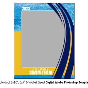 SCHWIMMEN Ind002 | 8x10, 5x7, Brieftasche Adobe Photoshop Digitale Vorlage | Sport Photoshop Vorlage für Teams & Einzelne | Nur digital