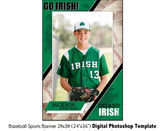 Baseball Banner Template 007: 2ft x 3ft (24x36”)Photoshop PSD, Customizable (Digital File Only)