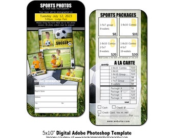 SOCCER  PRICELIST 001 | Sports Pricelist 5x10" Adobe Photoshop Digital Template | Sports Photo Pricelist Photoshop Template | Digital File