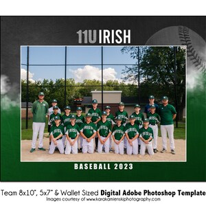 BÉISBOL T026 / 8x10, 5x7, Plantilla digital de Photoshop para billetera / Plantilla de Photoshop para deportes para equipos e individuos / Solo archivo digital