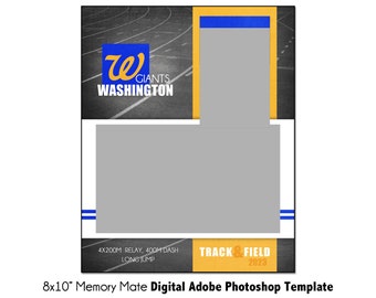 Track & Field Memory Mate Photo Template 002: 8x10” Photoshop PSD, Customizable (Digital File Only)