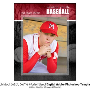 BÉISBOL Ind002 / 8x10, 5x7, Plantilla digital de Adobe Photoshop / Plantilla de Photoshop deportiva para equipos e individuos / Solo archivo digital