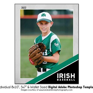 BÉISBOL Ind010 / 8x10, 5x7, Plantilla digital de Adobe Photoshop para billetera / Plantilla de Photoshop deportiva para equipos e individuos / Solo archivo digital