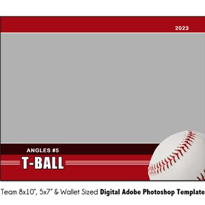 T-BALL T001 / 8x10, 5x7, Plantilla digital de Photoshop para billetera / Plantilla de Photoshop para deportes, equipos e individuos / Solo archivo digital