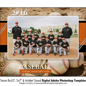 BÉISBOL T004 / 8x10, 5x7, Plantilla digital de Photoshop para billetera / Plantilla de Photoshop para deportes para equipos e individuos / Solo archivo digital