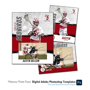LACROSSE PACK D | Adobe Photoshop Memory Mate-Digital-Vorlage | Sport Photoshop Vorlage für Teams & Einzelne | Nur digitale Datei