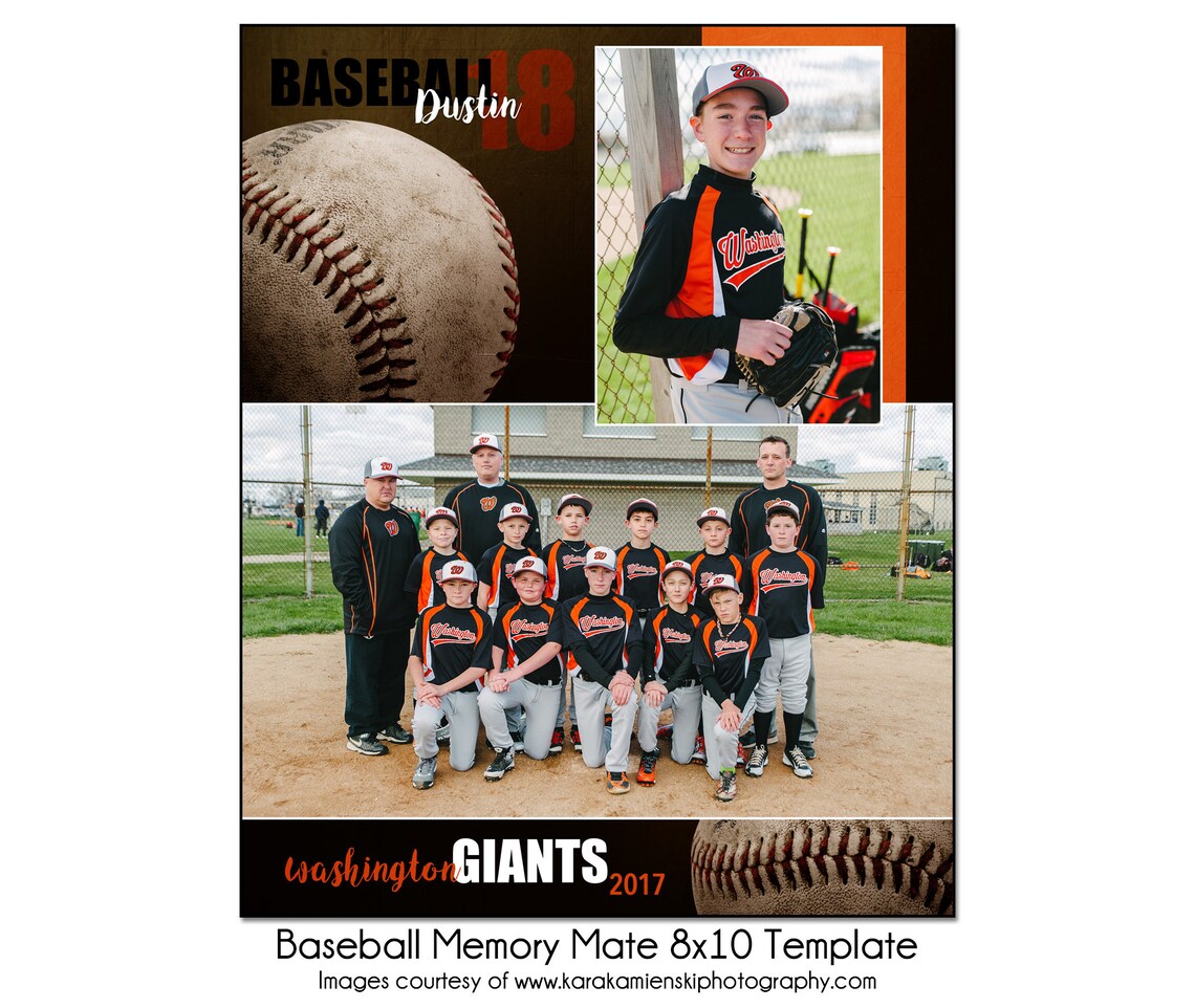 BASEBALL MM9 8x10 Memory Mate Template Sports Photo Etsy