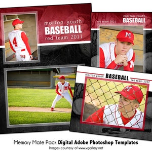 BASEBALL PACK B | Adobe Photoshop Memory Mate Digital Template | Sports Photoshop Template for Teams & Individuals | Digital File Only