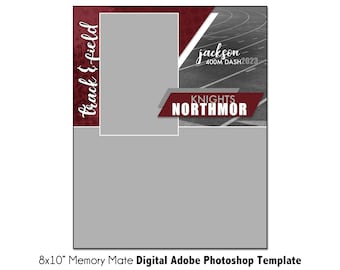 TRACK MM004 | 8x10 Adobe Photoshop Memory Mate Digital Template | Sports Photoshop Template for Team &Individual | Digital File Only